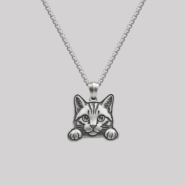 Coding Nerd Peeking Cat Geek Sculptural Necklace