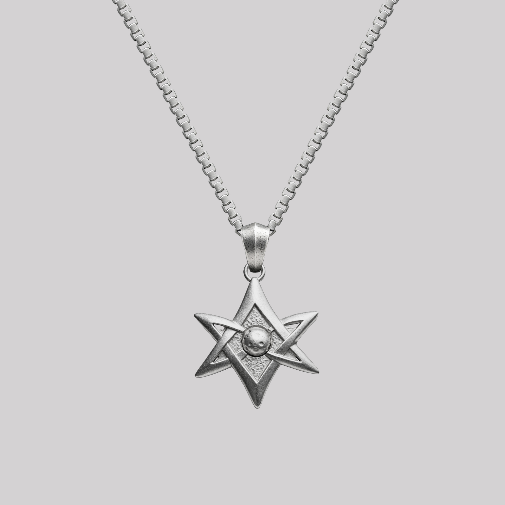 Sci-Fi Lunar Geometric Star Geek Sculptural Necklace