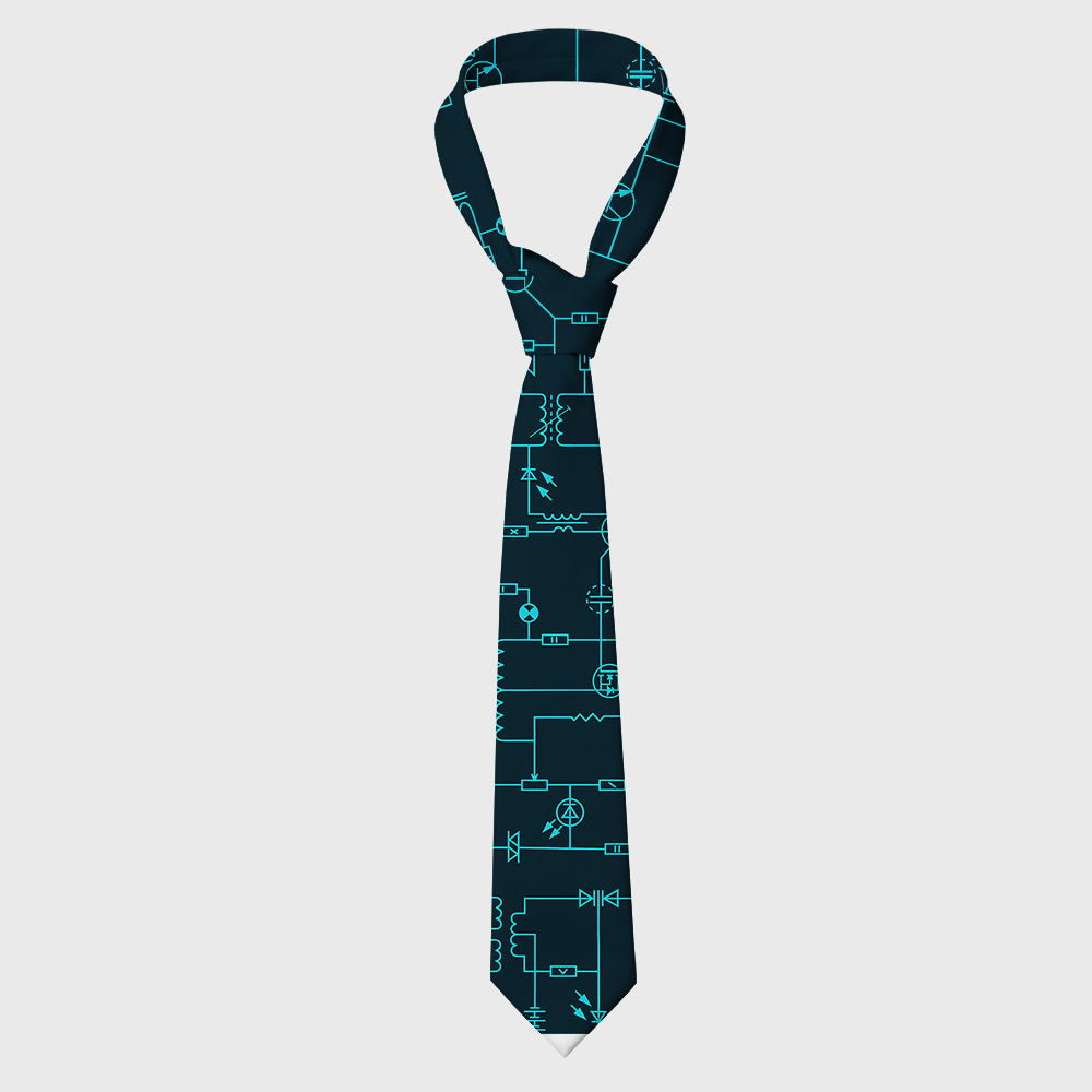 Electronic Components Arrow Dark Blue Geek Necktie