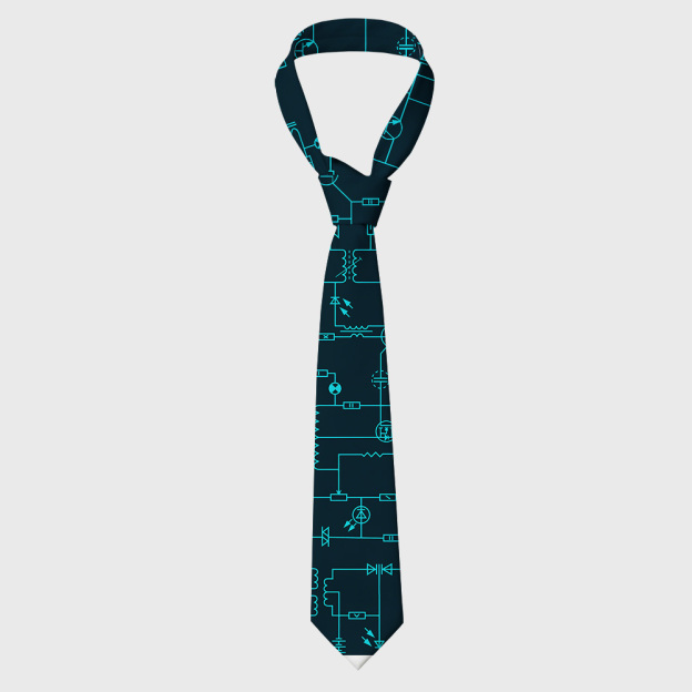 Electronic Components Arrow Dark Blue Geek Necktie