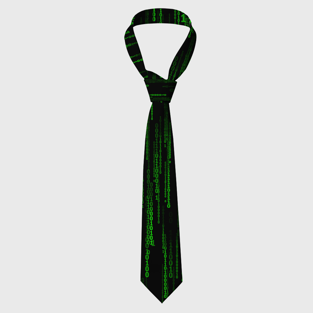 Follow the White Rabbit Black Green Design Art Geek Necktie