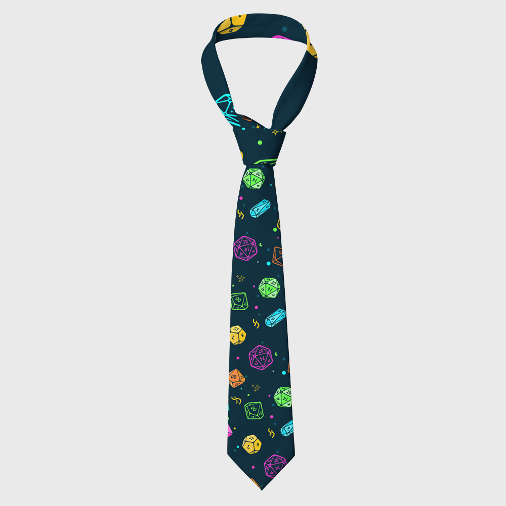 Colorful DND Dice RPG Geek Necktie
