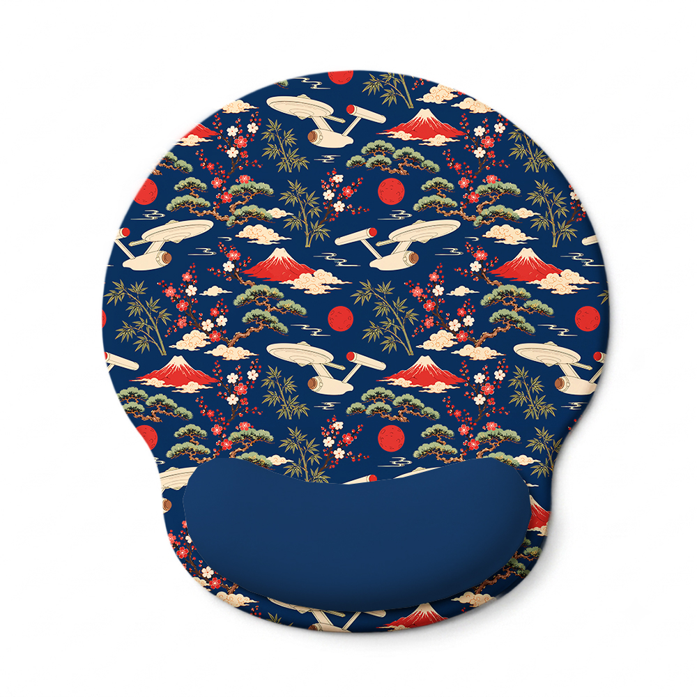 Sci-Fi Spaceship Ukiyo-e Style Geek Ergonomic Mouse Pad