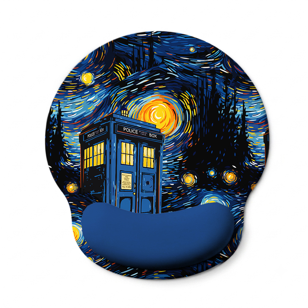Starry Night Phone Booth Geek Ergonomic Mouse Pad