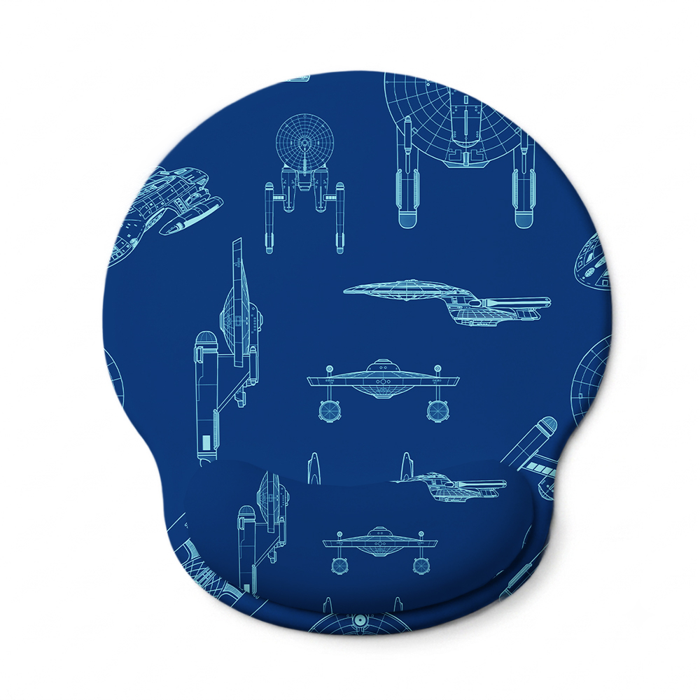 Spaceship Line Drawing Geek Ergonomic Mouse Pad