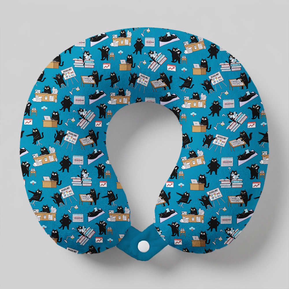 Busy Cat Chronicles Geek U-Shaped Travel Pillow