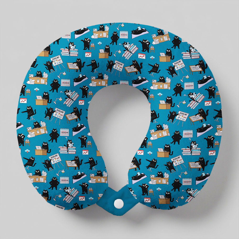 Busy Cat Chronicles Geek U-Shaped Travel Pillow