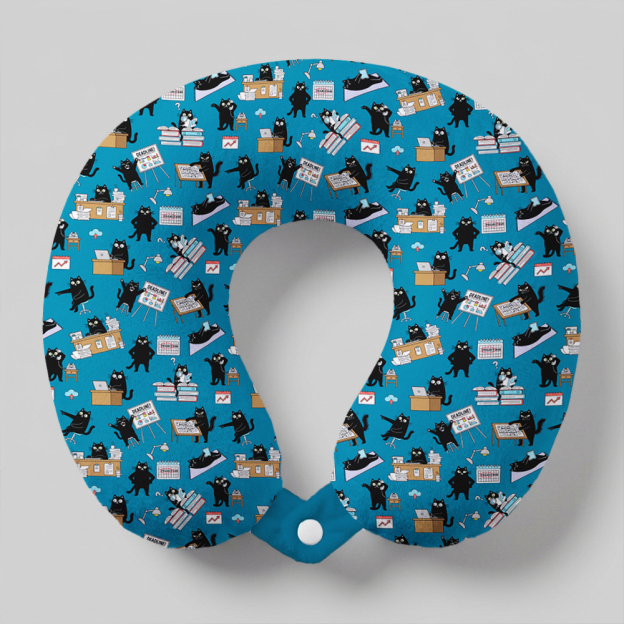 Busy Cat Chronicles Geek U-Shaped Travel Pillow