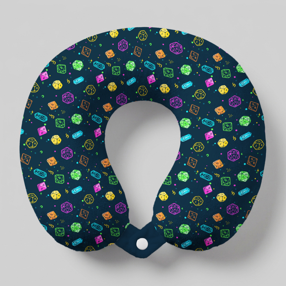 Colorful DND Dice RPG Geek U-Shaped Travel Pillow