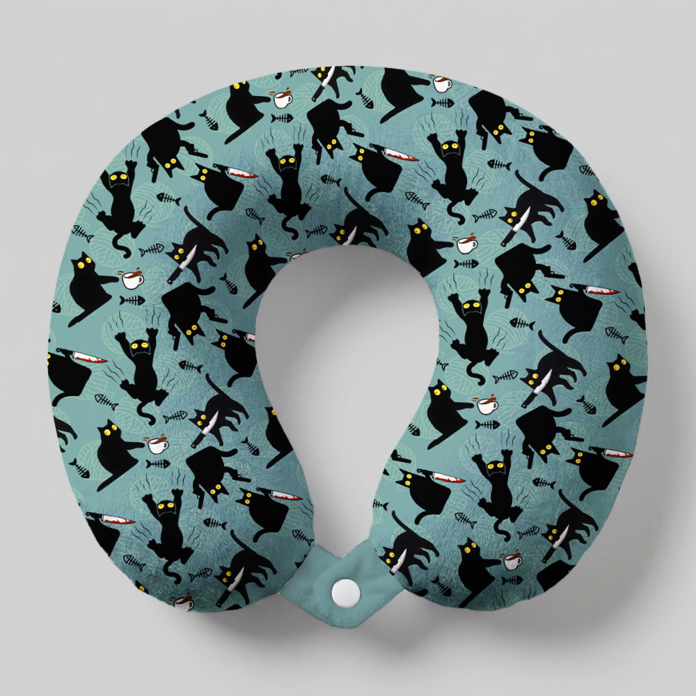 Naughty Kitten Geek U-Shaped Travel Pillow