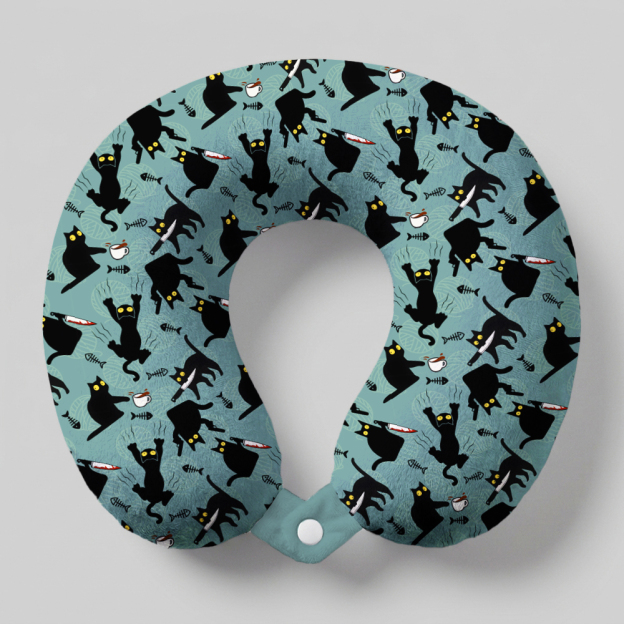 Naughty Kitten Geek U-Shaped Travel Pillow