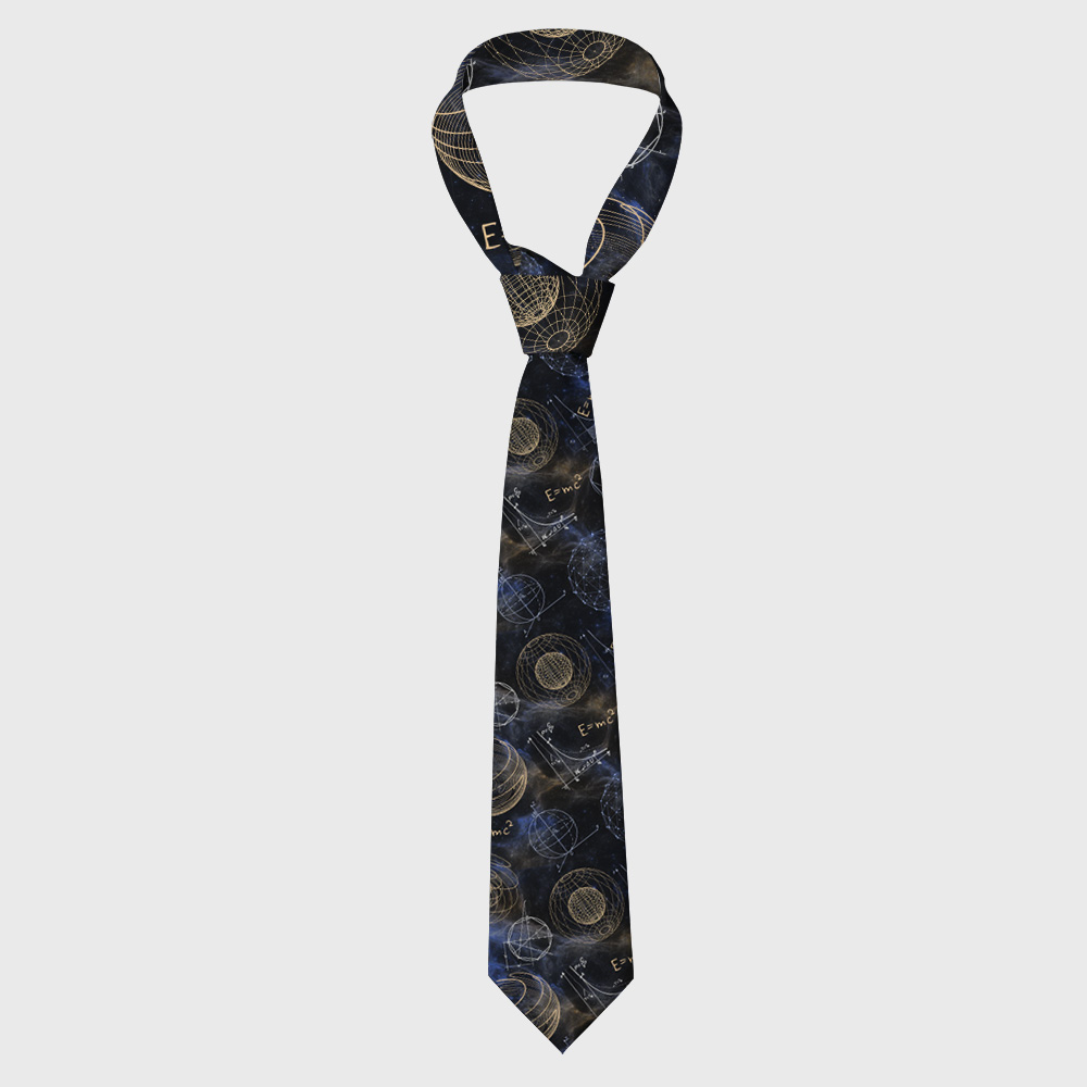 Nebula Cosmos Spherical Geometry Einstein Formula Geek Necktie