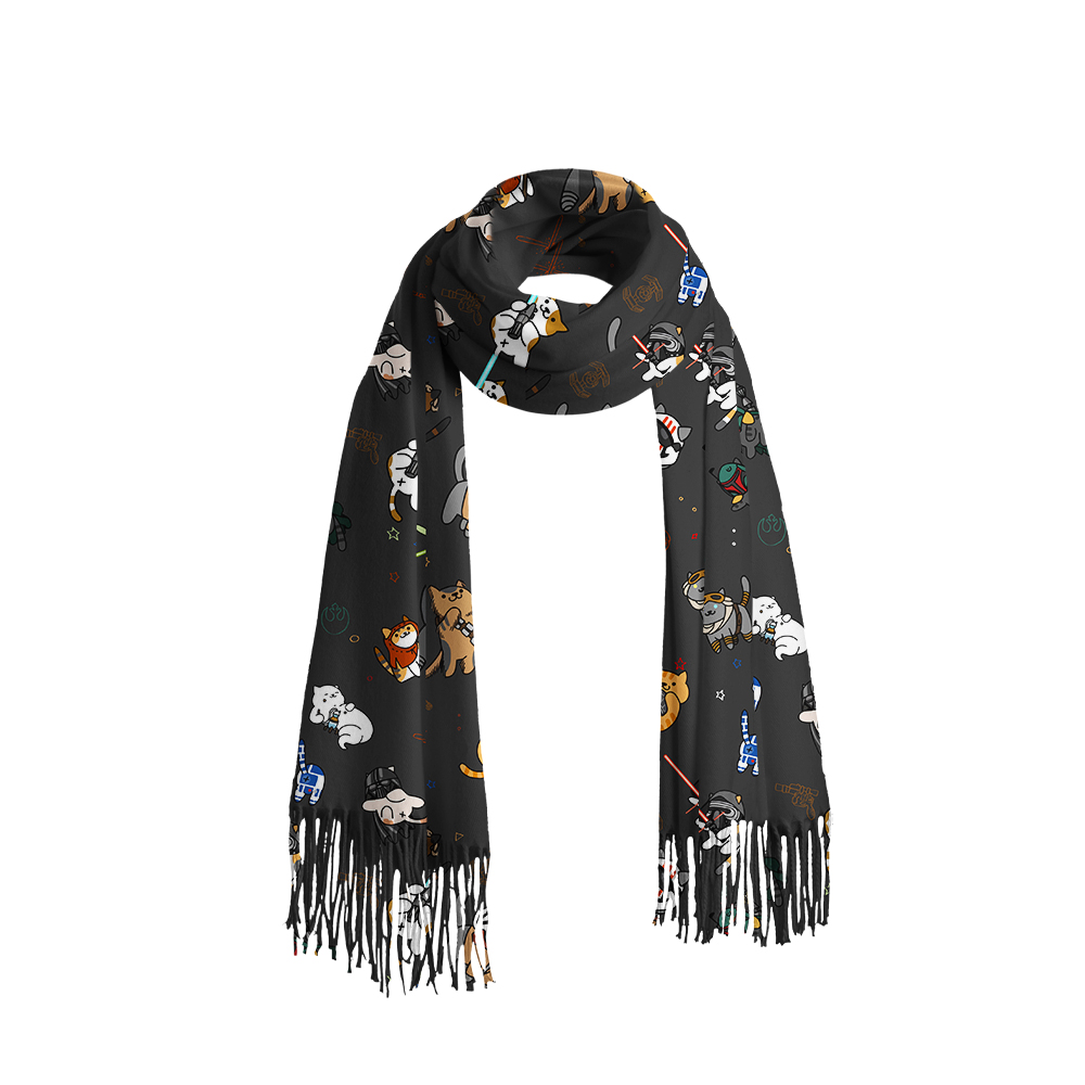 Tie The Fighter Cat Funny Geek Soft Fringed Scarf