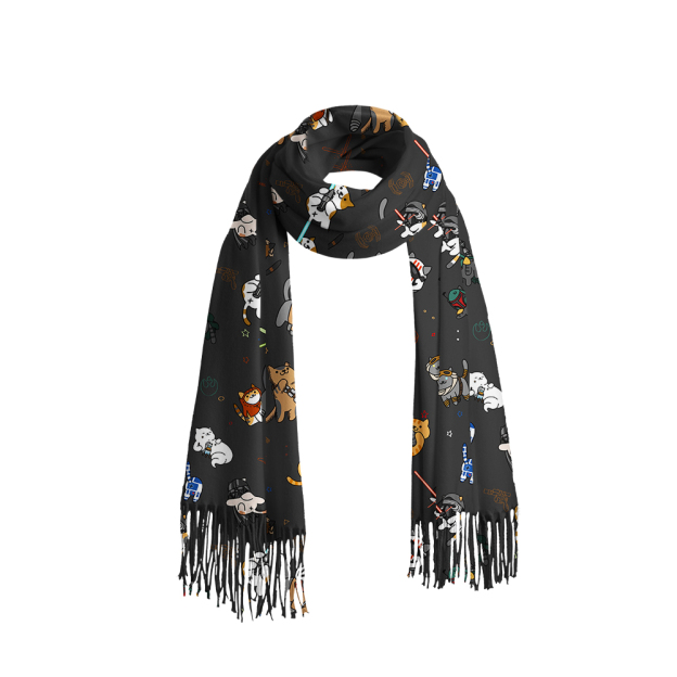 Tie The Fighter Cat Funny Geek Soft Fringed Scarf