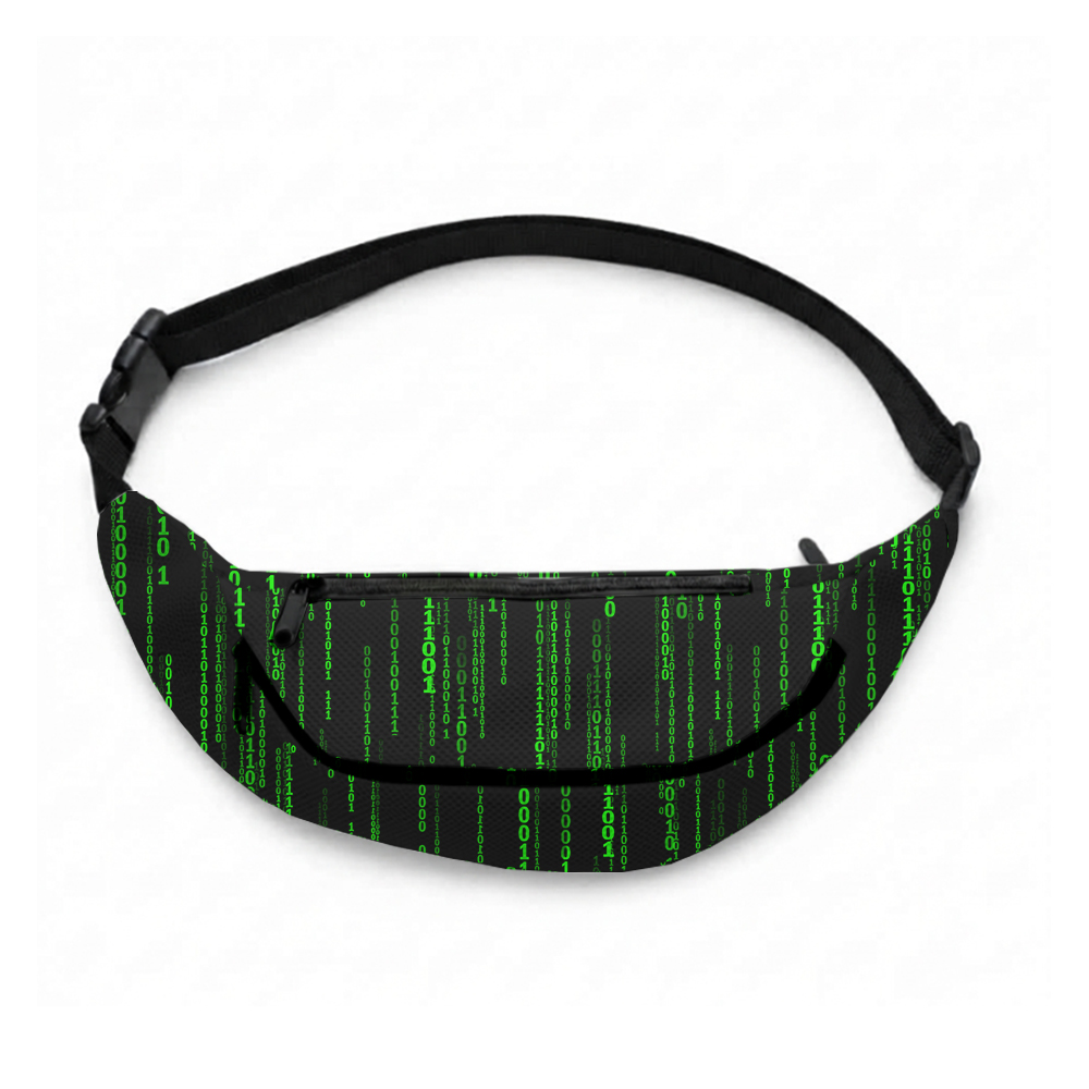 Follow The White Rabbit Black Green Design Art Geek Canvas Waist Pack