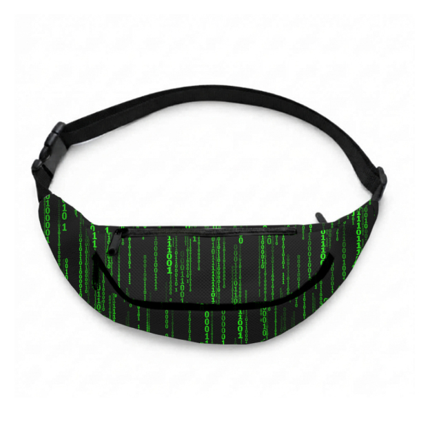 Follow The White Rabbit Black Green Design Art Geek Canvas Waist Pack