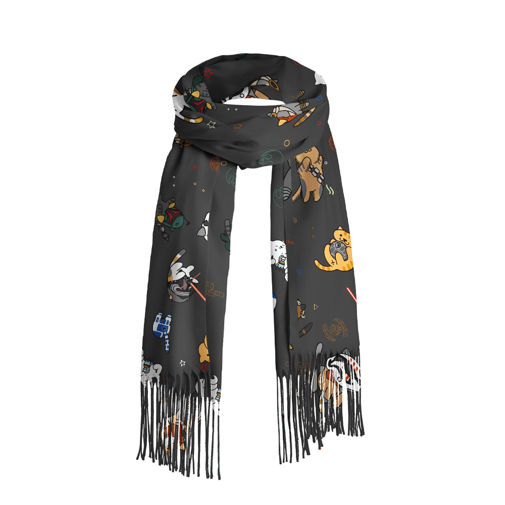 Tie The Fighter Cat Funny Geek Soft Fringed Scarf