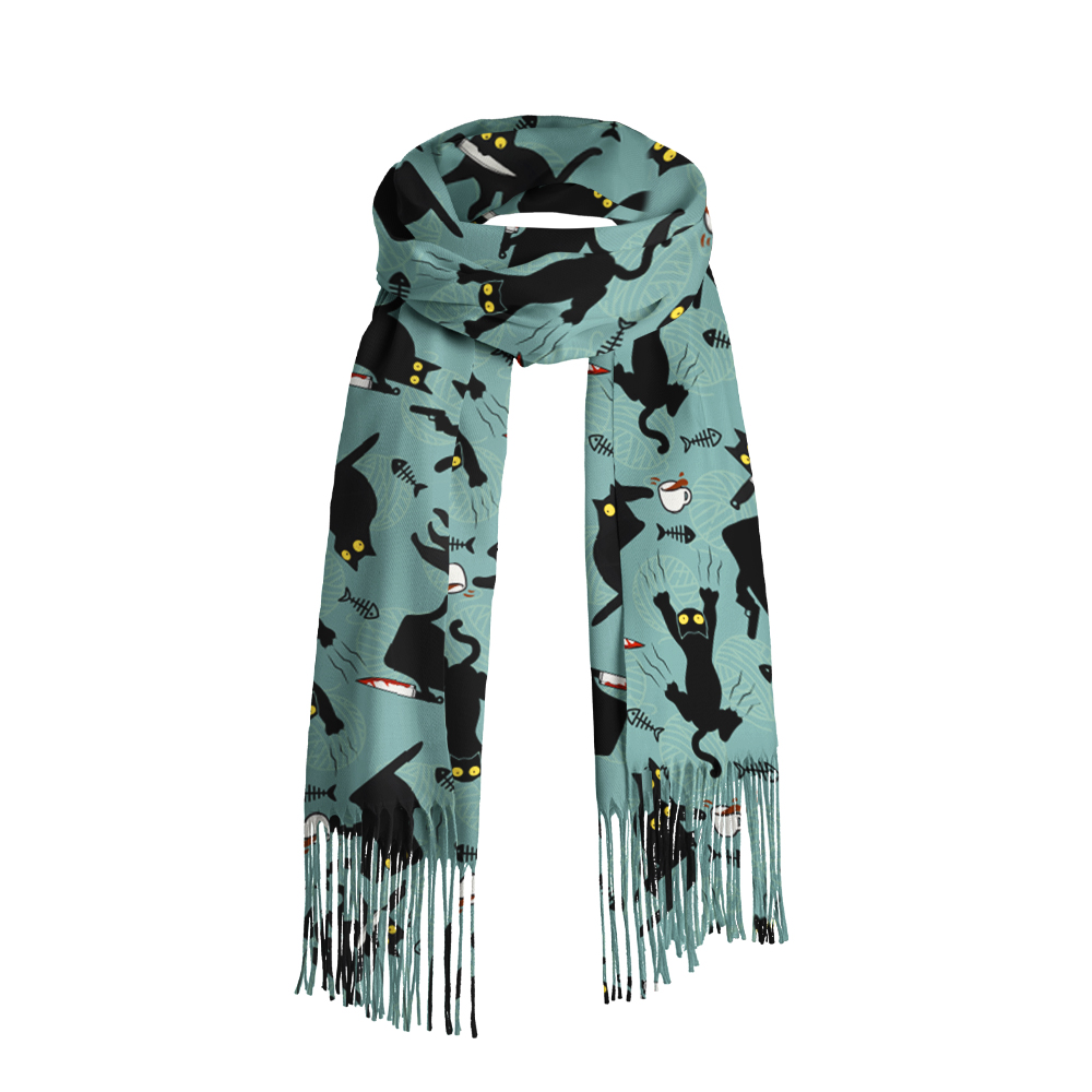 Naughty Kitten Geek Soft Fringed Scarf