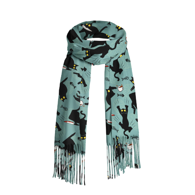 Naughty Kitten Geek Soft Fringed Scarf