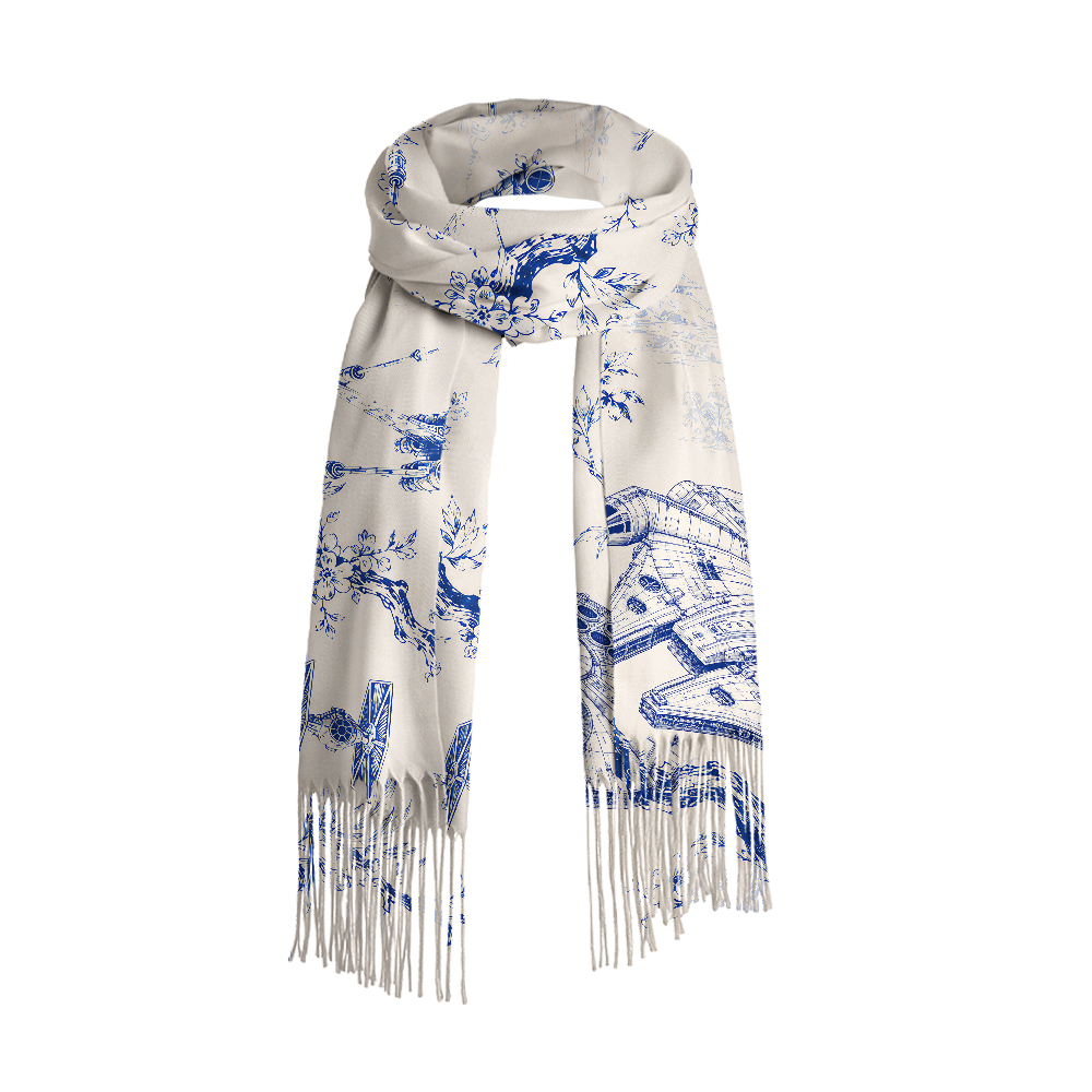 Celestial Blueware Geek Soft Fringed Scarf
