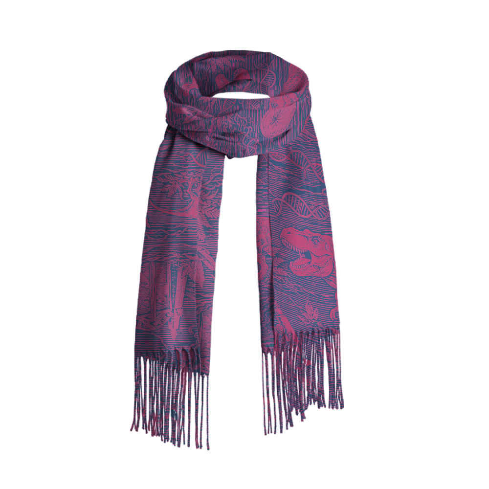 Jurassic Dinosaur DNA Microscope Geek Soft Fringed Scarf