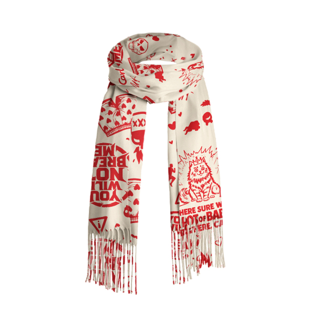 The Desperado Club Doodle Geek Soft Fringed Scarf