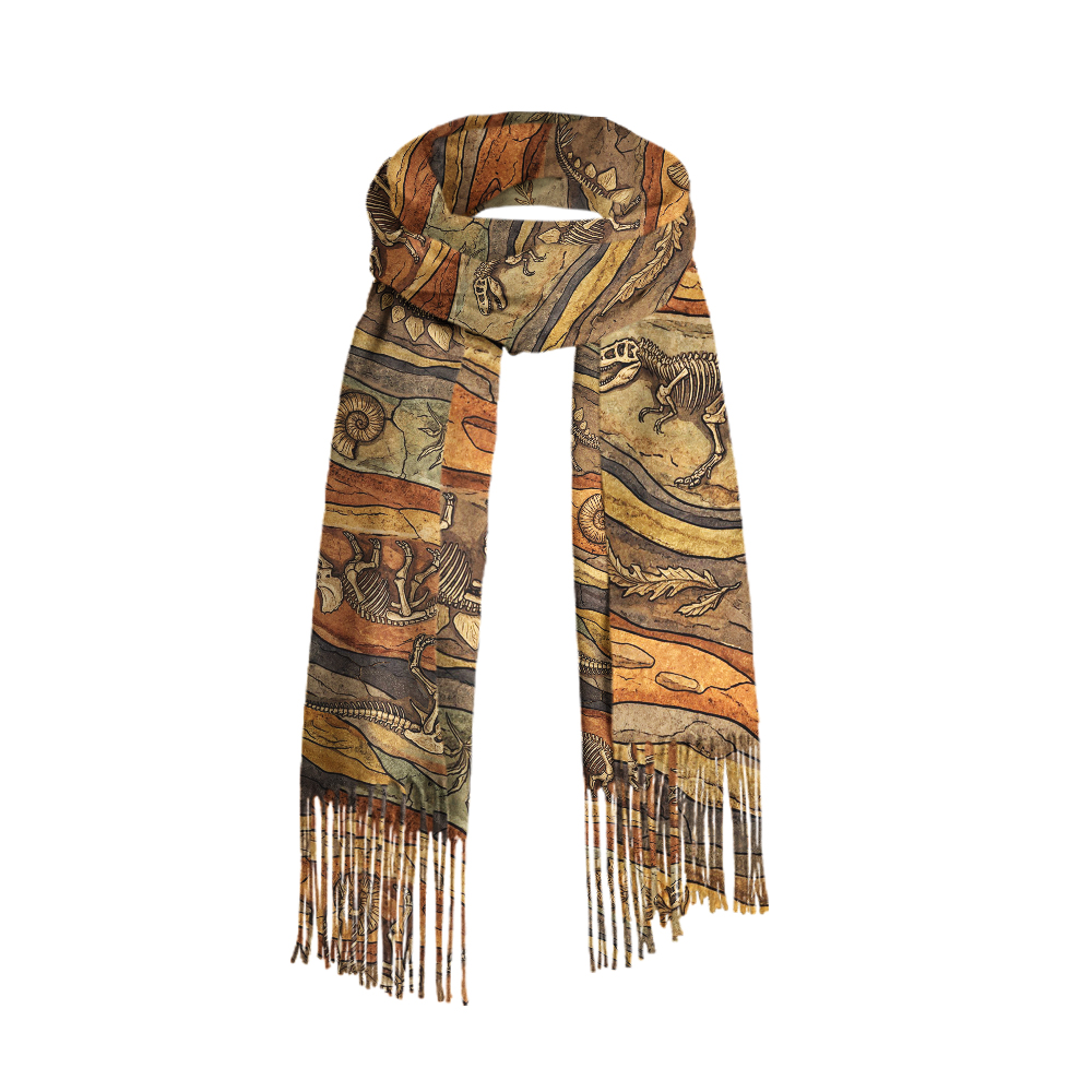 Rock Fossil Geek Soft Fringed Scarf
