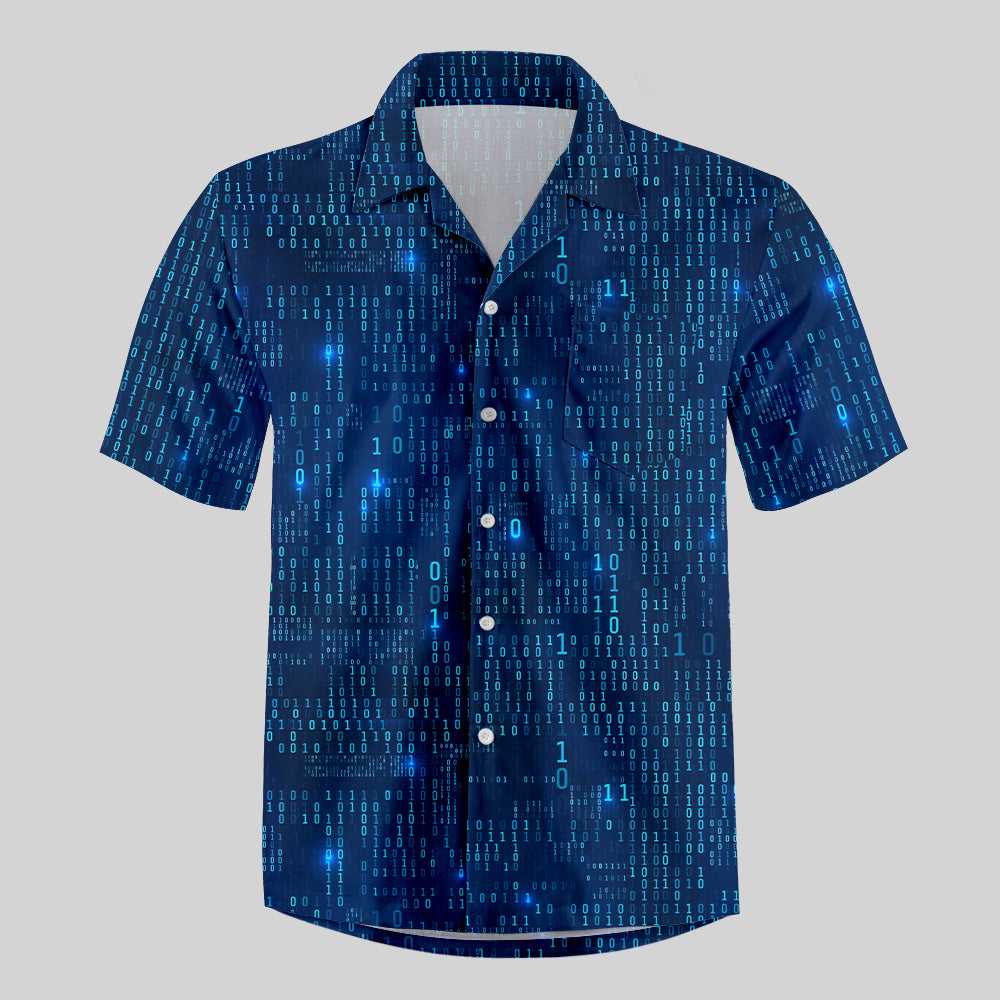 Binary Computer 1s and 0s Button Up Pocket Shirt