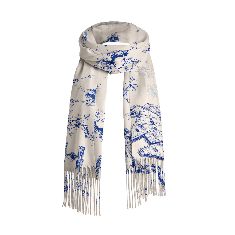 Celestial Blueware Geek Soft Fringed Scarf