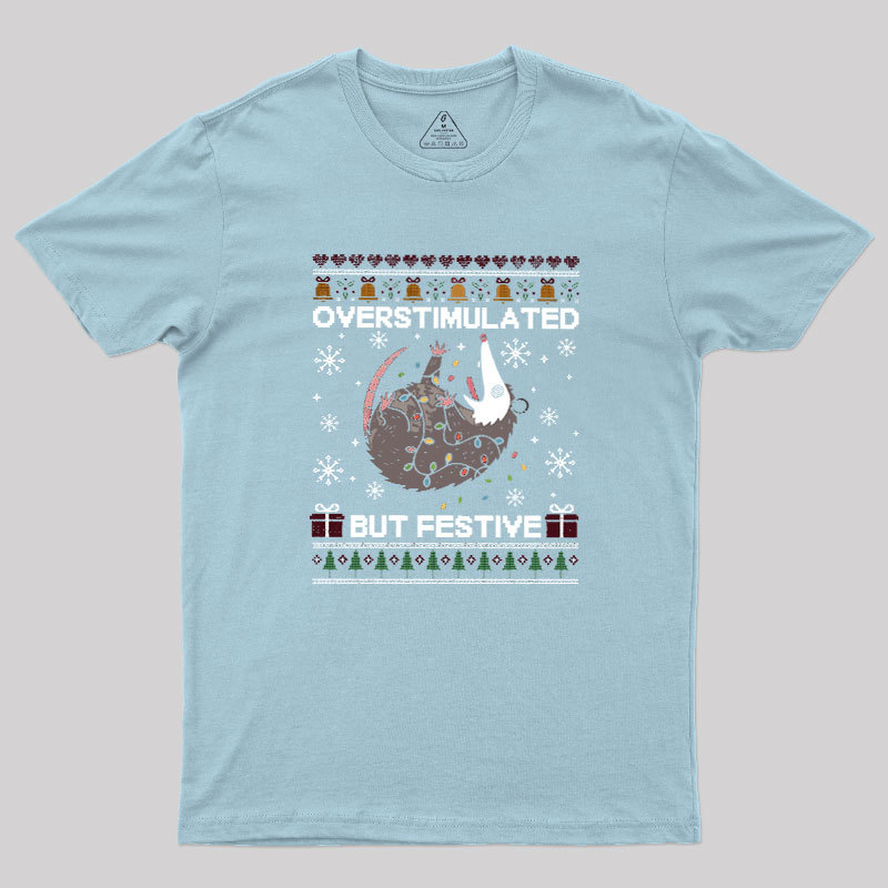 Overstimulated But Festive Possum Geek T-Shirt