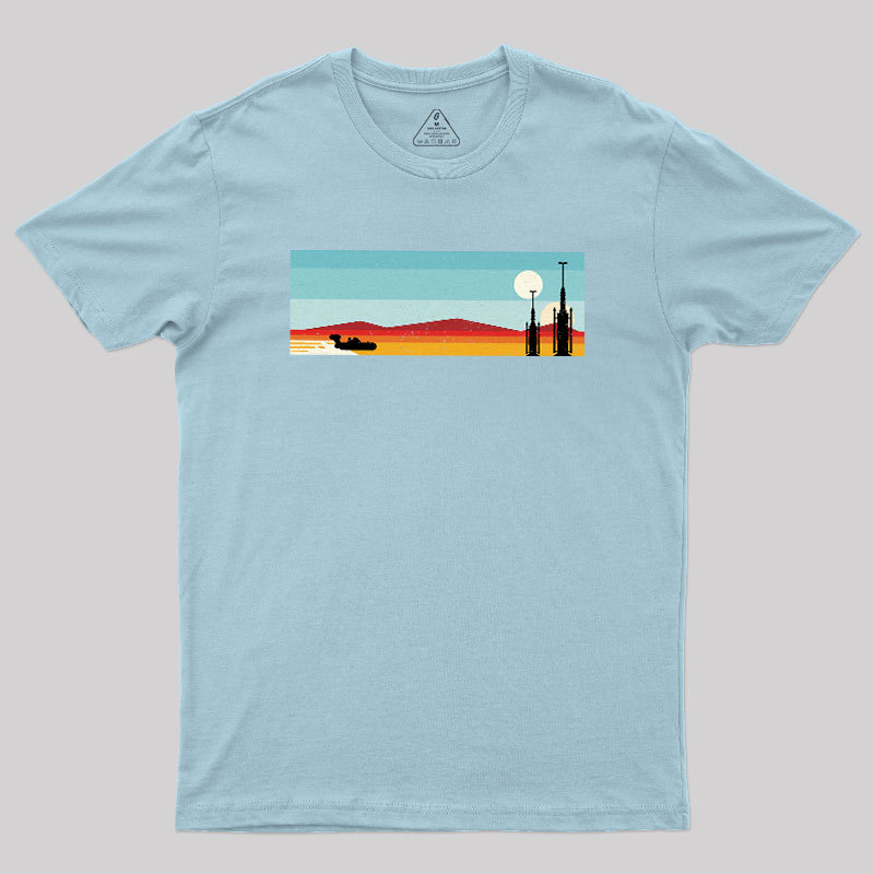 Desert Sunset Rocket Silhouette Geek T-Shirt