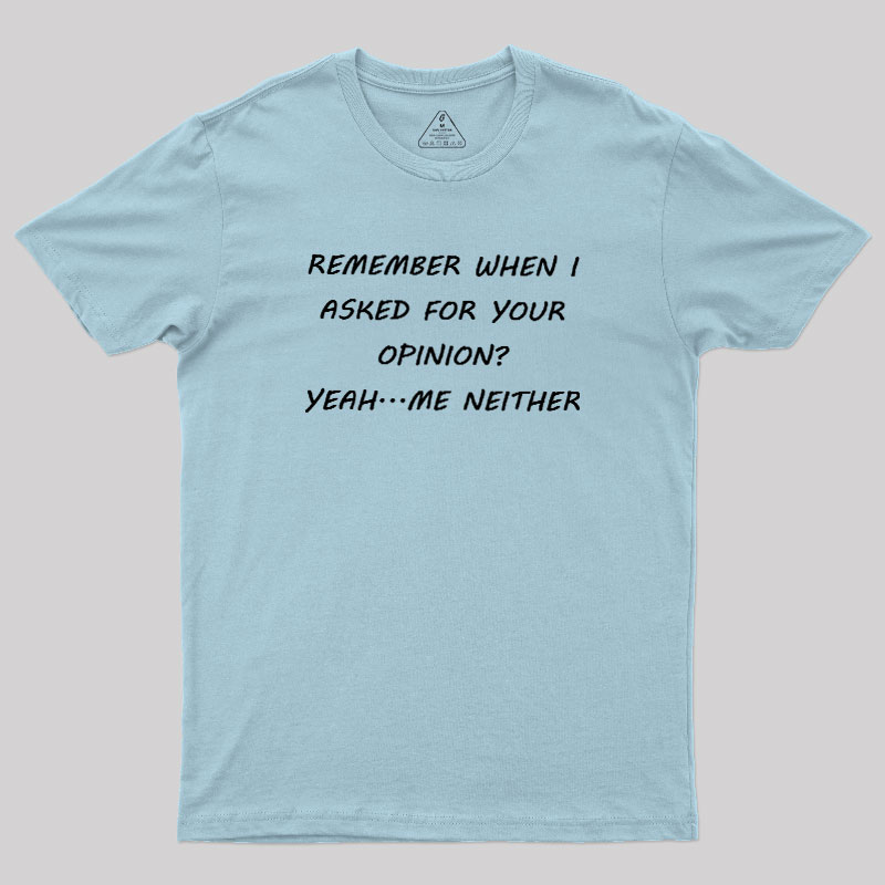 Remember When I Asked For Your Opinion Geek T-Shirt