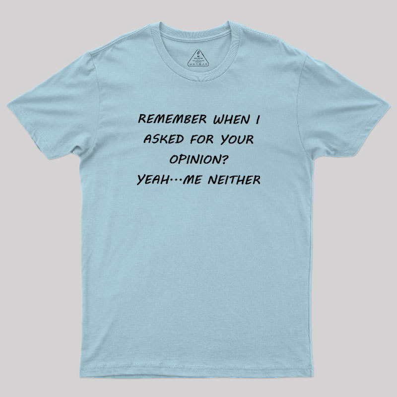 Remember When I Asked For Your Opinion Geek T-Shirt