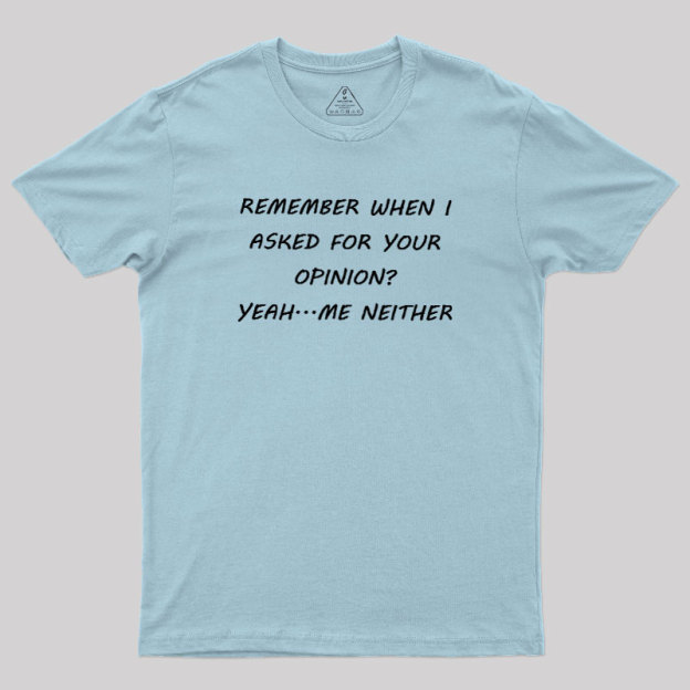 Remember When I Asked For Your Opinion Geek T-Shirt