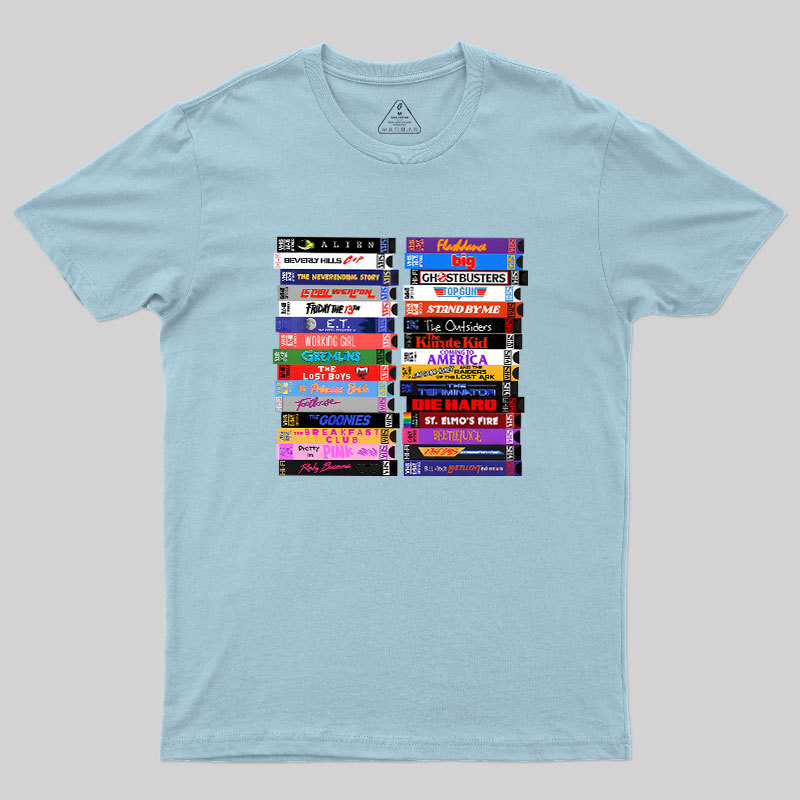 Retro 80s Movies VHS Stacks Geek T-Shirt