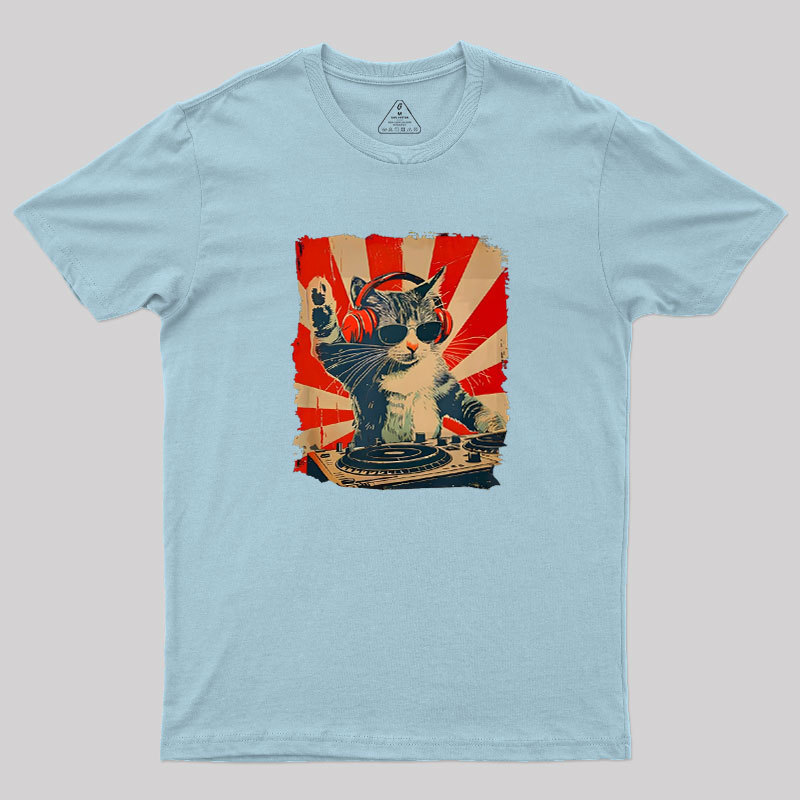 Rock Music Cat Vintage Geek T-Shirt