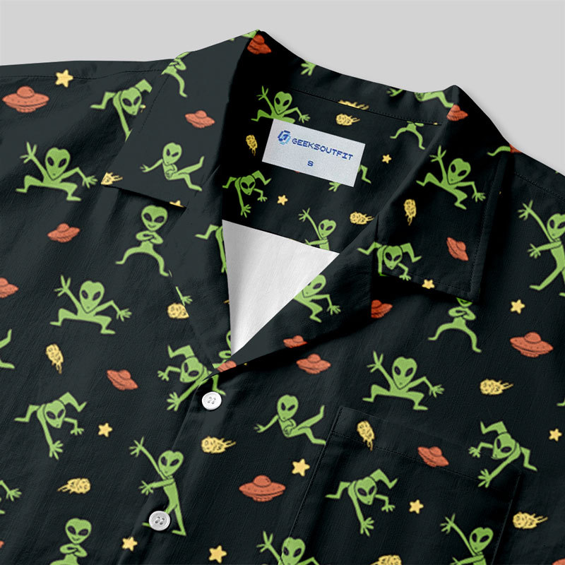 Alien Antics Black Button Up Pocket Shirt