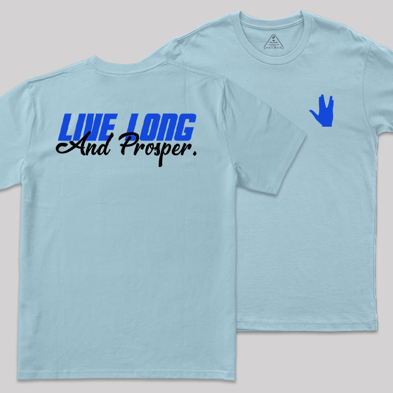 Live Long Front and Back Printed Geek T-Shirt