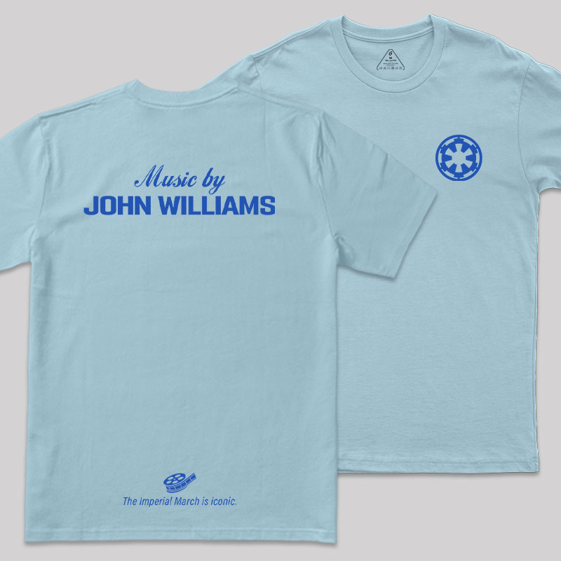 Music By John Williams Blue Front and Back Printed Geek T-Shirt