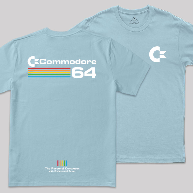 Commodore 64 White Front and Back Printing Geek T-Shirt
