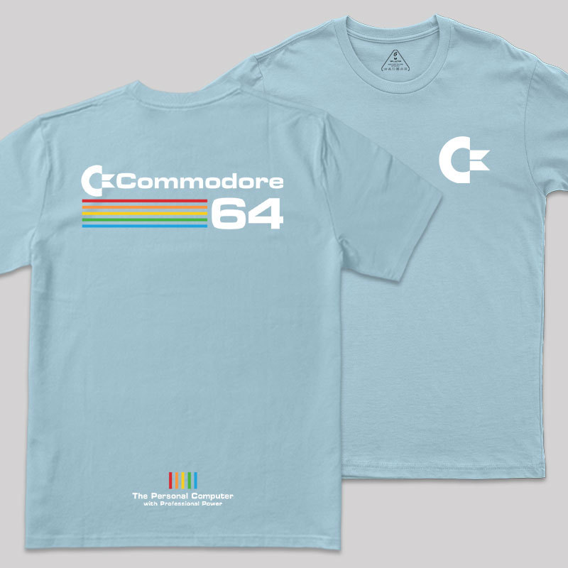 Commodore 64 White Front and Back Printing Geek T-Shirt