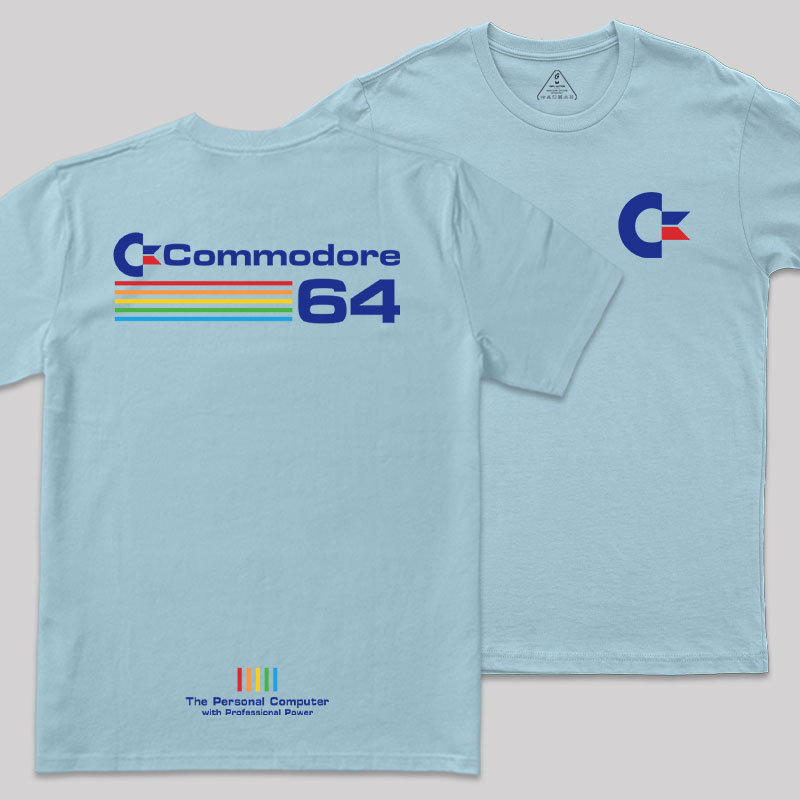 Commodore 64 Blue Front and Back Printing Geek T-Shirt