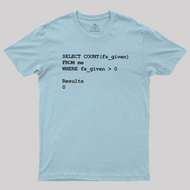 Funny SQL Programming Joke Geek T-Shirt