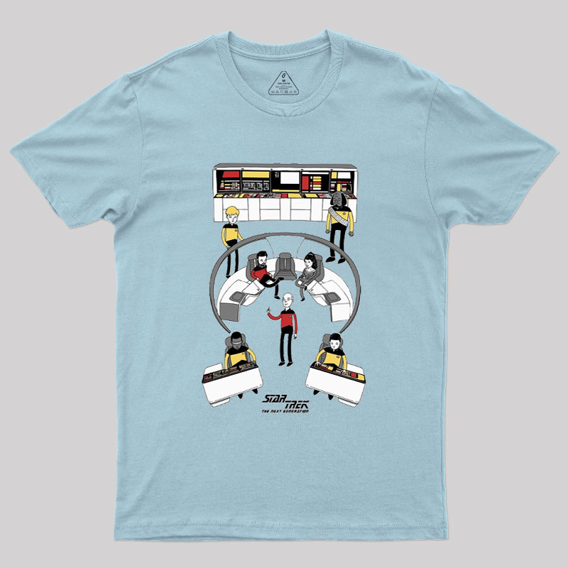 The Next Generation Cartoon Bridge Crew Geek T-Shirt