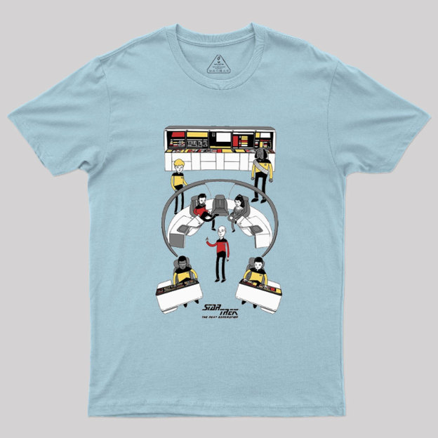 The Next Generation Cartoon Bridge Crew Geek T-Shirt