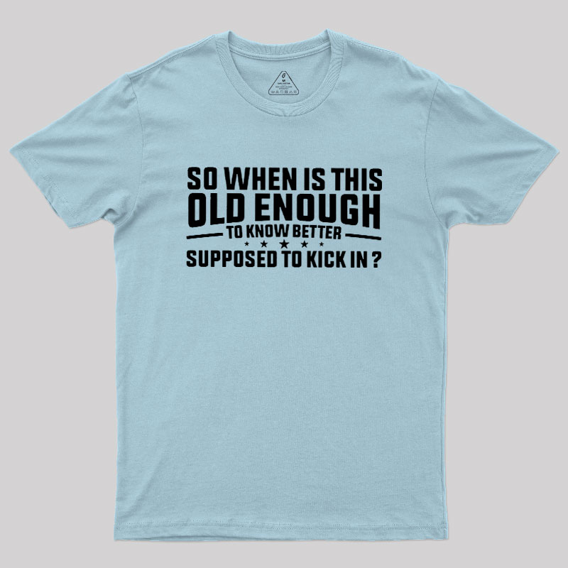 So When Is This Old Enough To Know Better Supposed To Kick In Geek T-Shirt