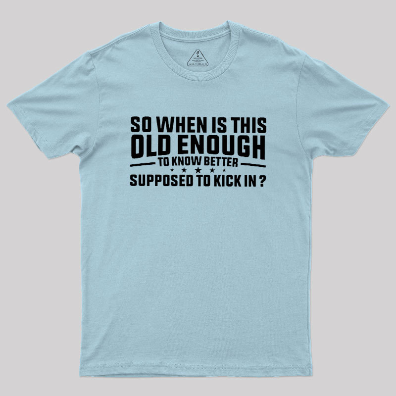 So When Is This Old Enough To Know Better Supposed To Kick In Geek T-Shirt