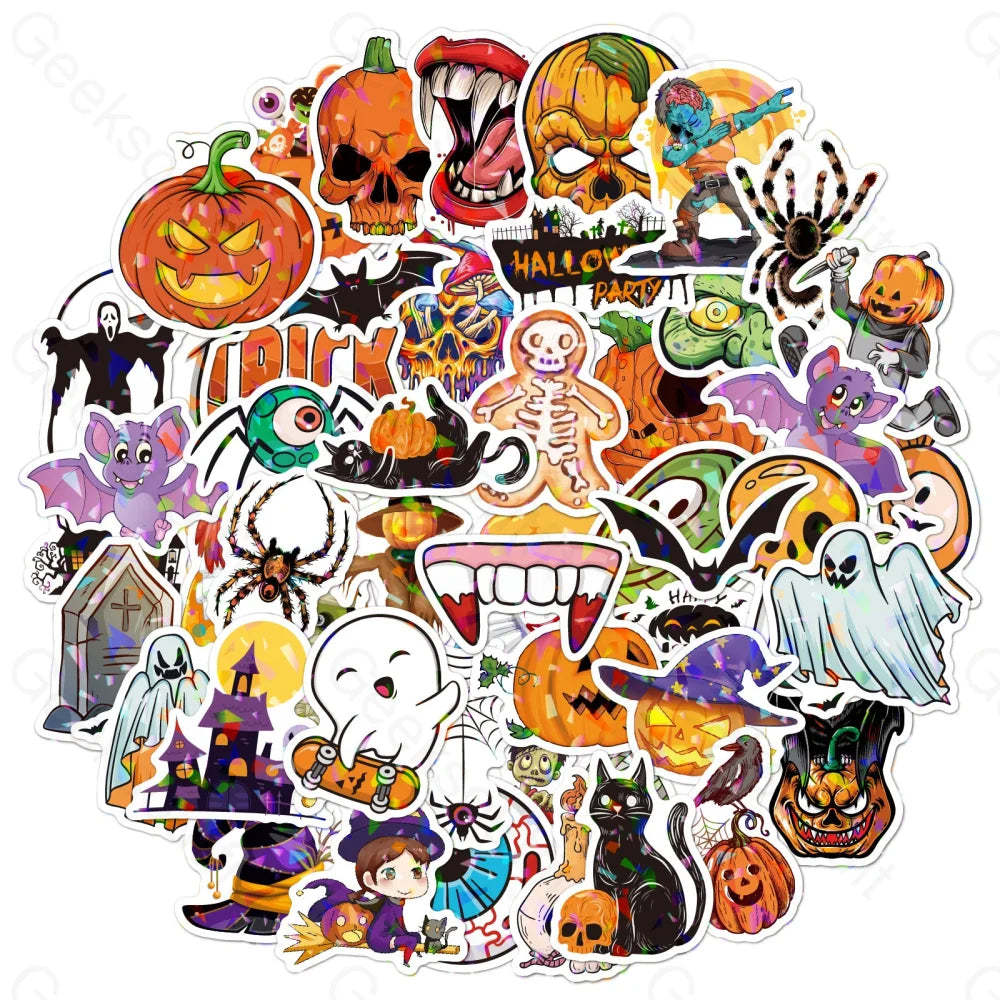 100 Halloween Pictures Stickers Holographic 50 Sheets Type B (Tn-Q16)