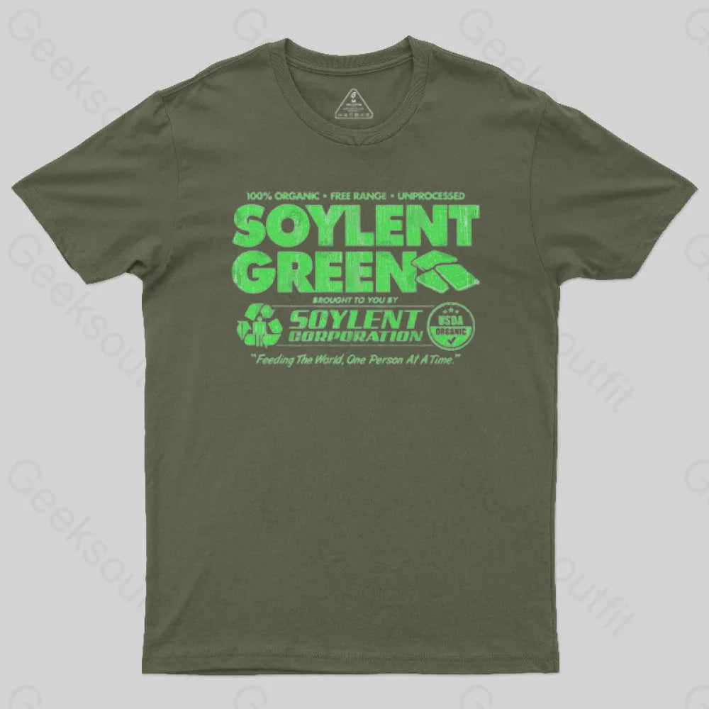 100% Organic Soylent Green Geek T-Shirt Army / S