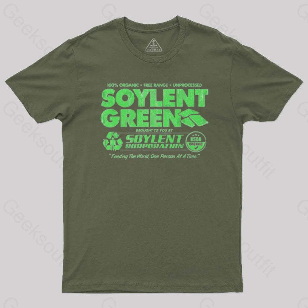 100% Organic Soylent Green Geek T-Shirt Army / S